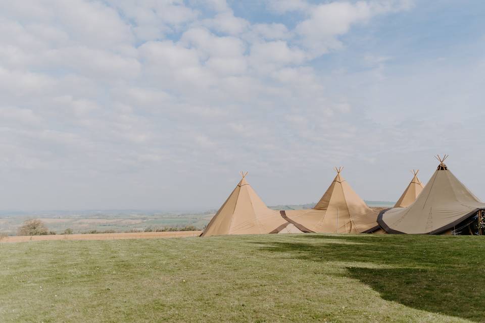 Tipis on the paddock