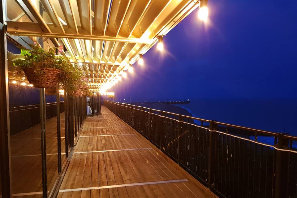 Lit up balcony