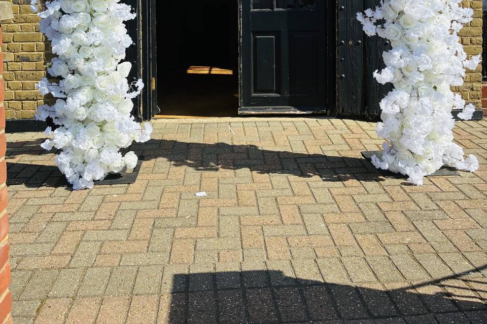 White floral arch