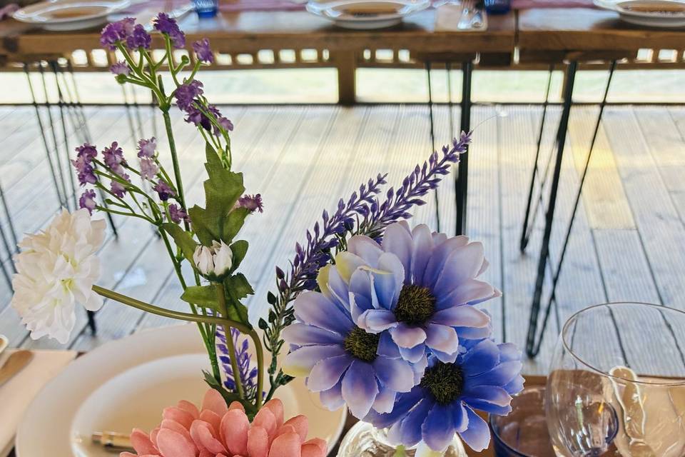 Bud vases and candles
