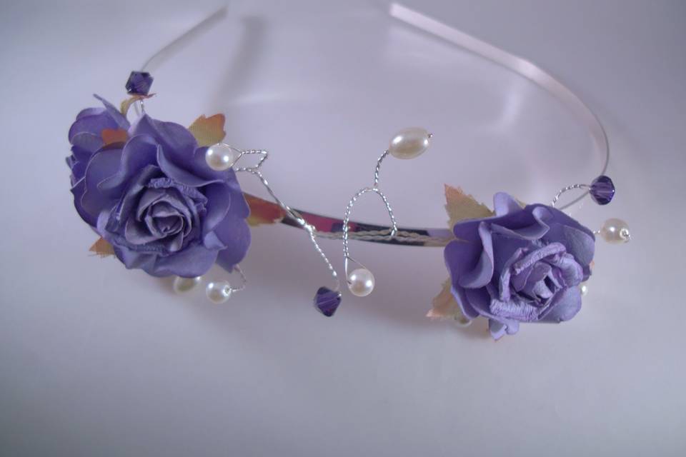 Purple Flower & Crystal Bridesmaids Tiara