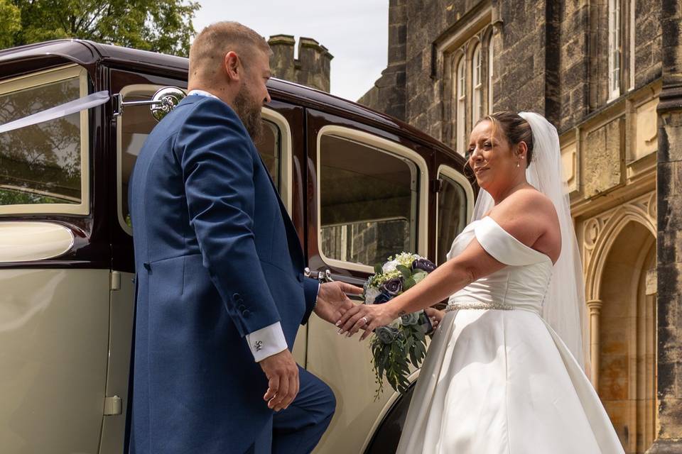 A romantic bride and groom