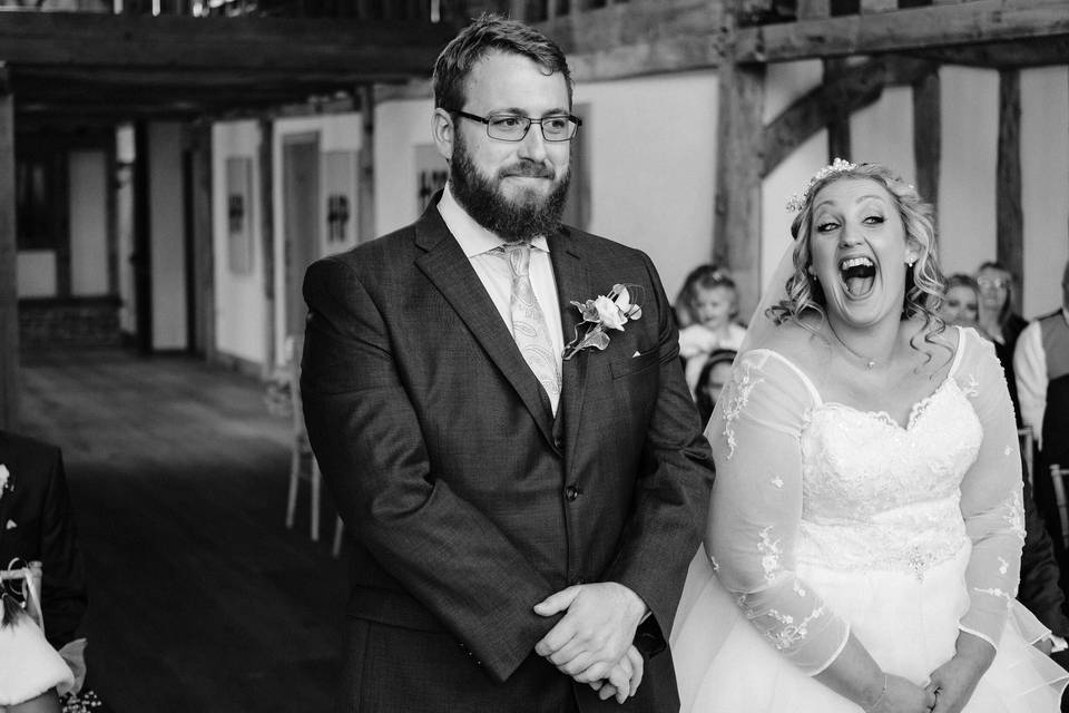 Intimate barn wedding ceremony