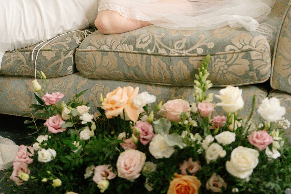 Bride with pastel florals
