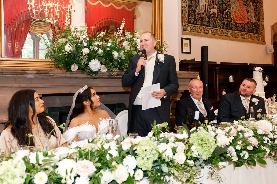 Long floral table garland