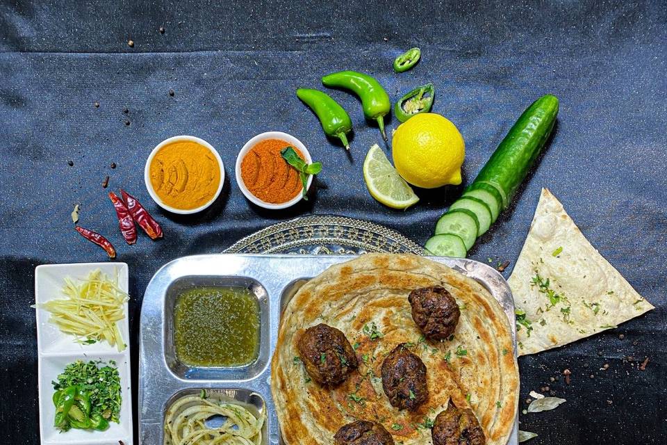 Gola kebab with lacha paratha