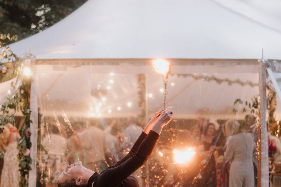 Fire poi outside marquee