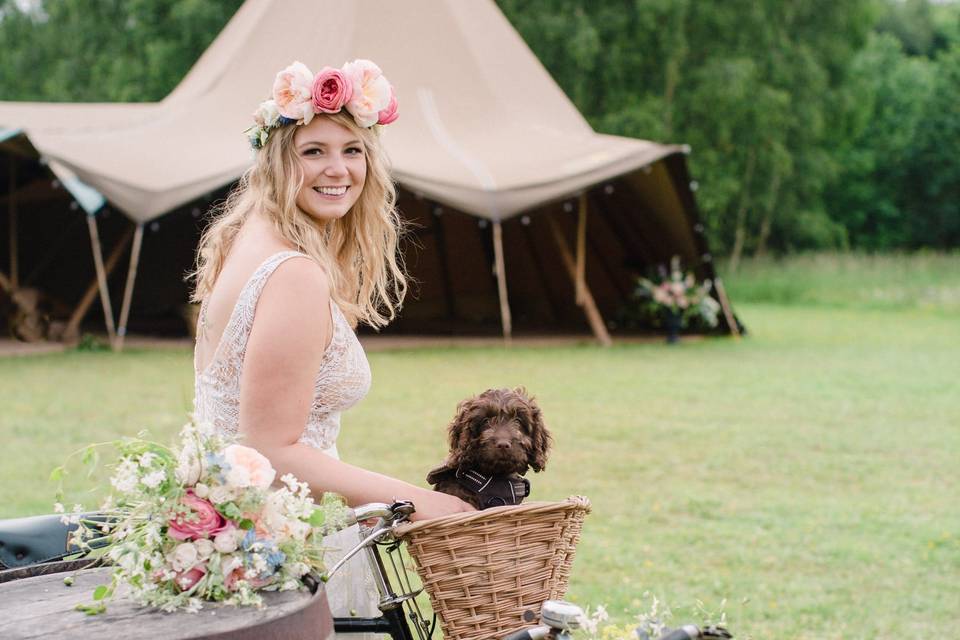 Wellington Wood Bride & Dog