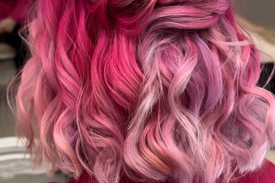 Pink wedding hair