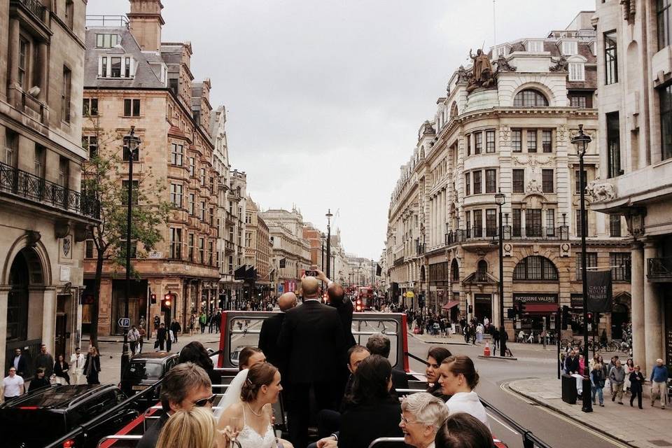 London wedding bus